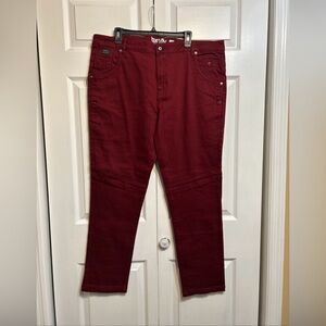 Born Fly Premium Jeans Mens Size 40 Burgundy Denim Slim Fit Stretch Streetwear
